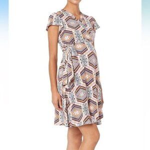 NWT Everly Grey Women's Kathy Maternity and Nursing Flutter Sleeve Wrap Dress